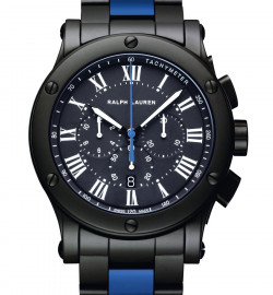 Zegarek firmy Ralph Lauren, model 45 mm Chronograph Model - Black Matte Ceramic - Blue Racing Stripe