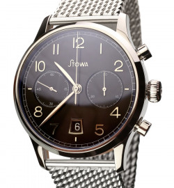 Zegarek firmy Stowa, model Stowa Chronograph Schwarz mit Dat. Pol. mit Milanaiseband