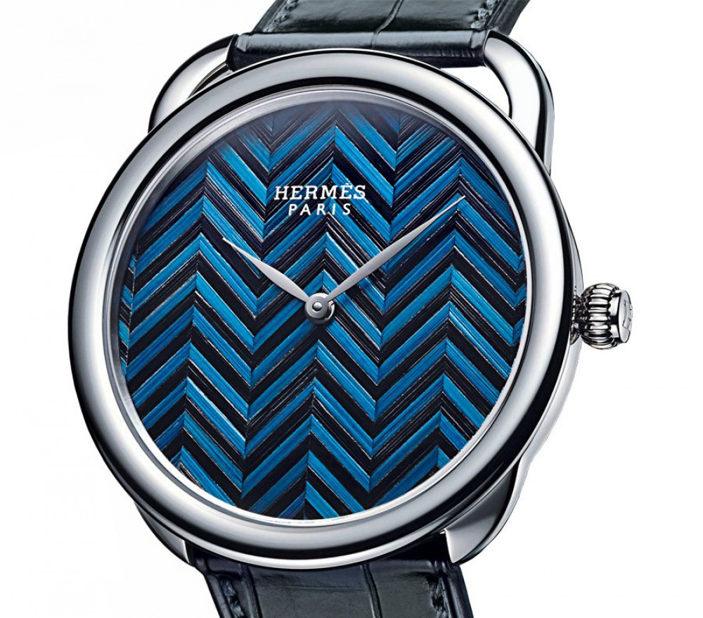 Zegarek firmy Hermès, model Arceau Marqueterie de Paille