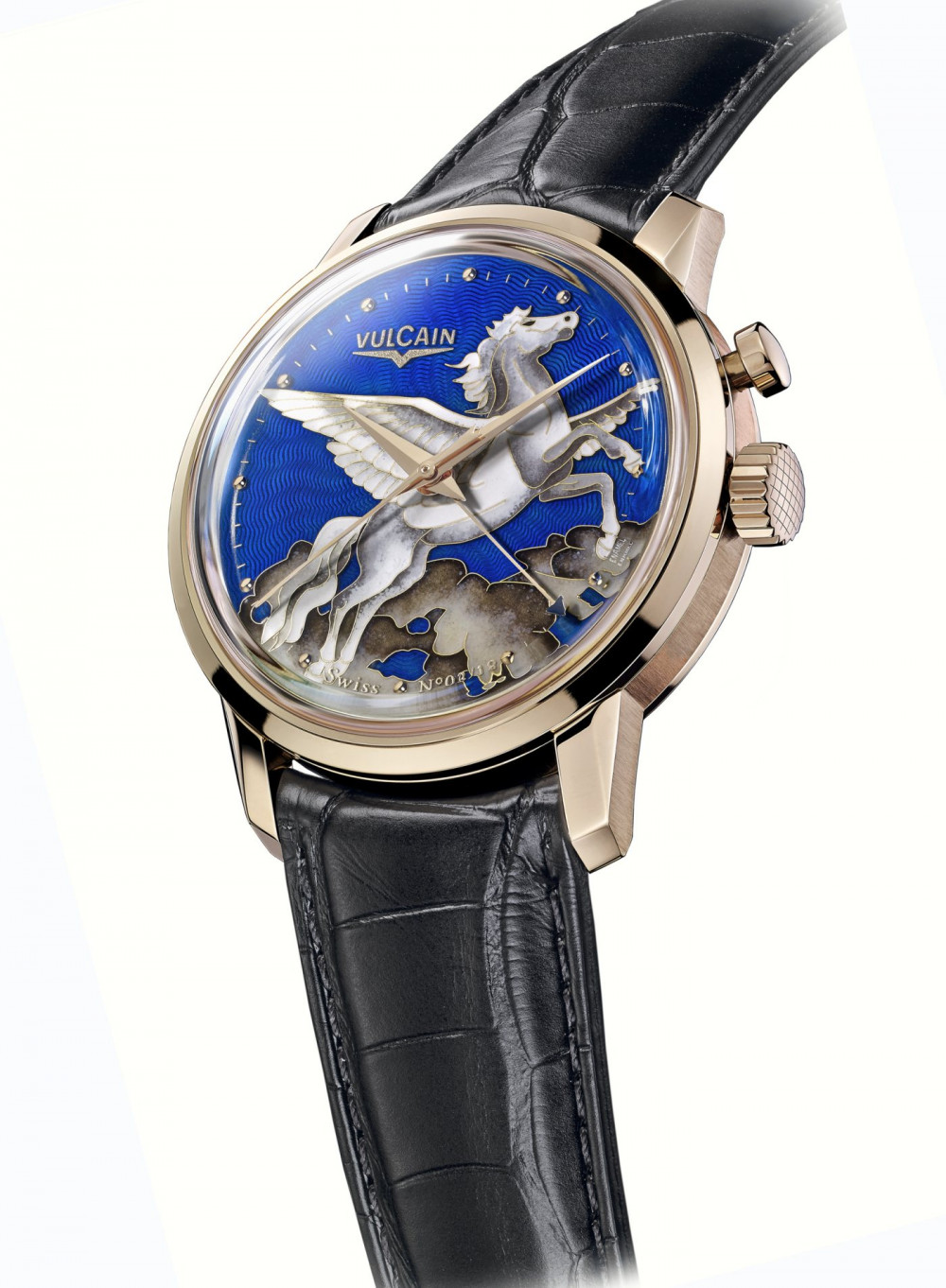 Zegarek firmy Vulcain, model 50s Presidents' "grand feu" cloisonné Enamel "Pegasus in the Sky"