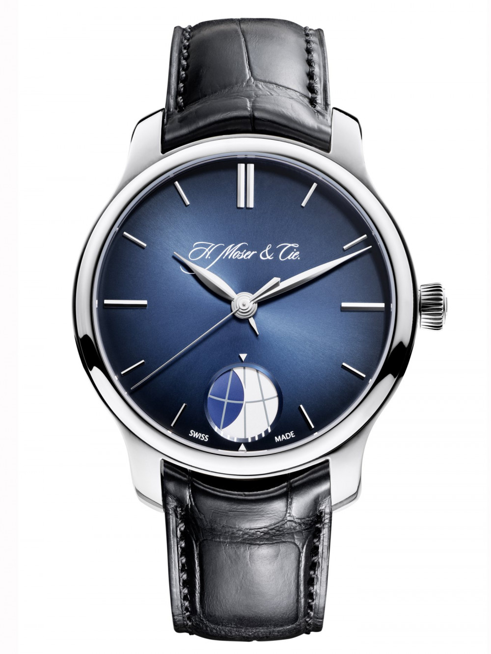 Zegarek firmy H. Moser & Cie, model Endeavour Moon Platin Blau Fumé