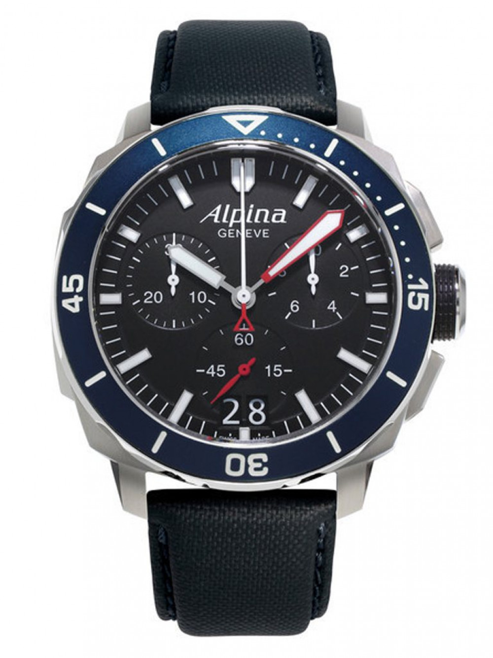 Zegarek firmy Alpina Genève, model Seastrong Diver 300 Quartz Big Date Chronograph