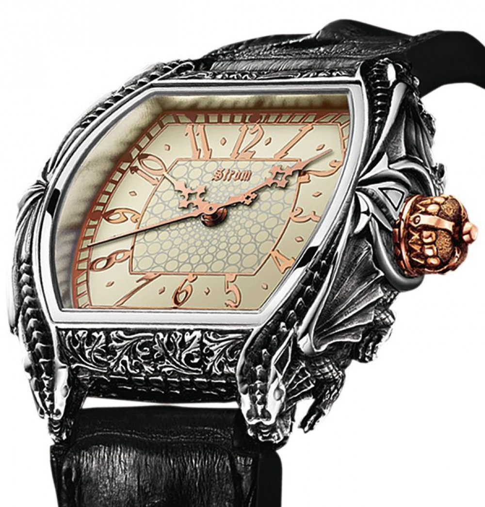Zegarek firmy Strom, model Draco Silver Redgold Bone