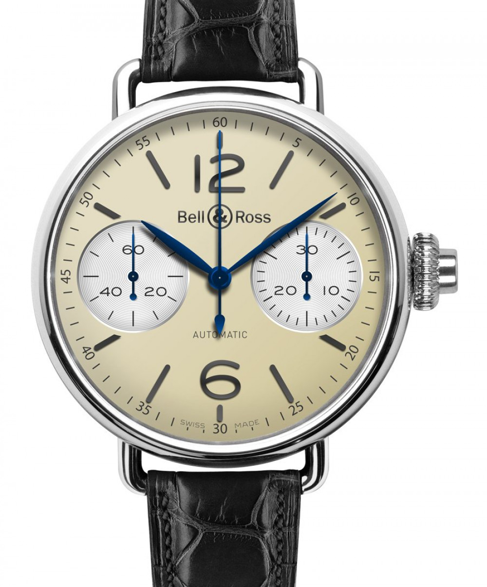 Zegarek firmy Bell & Ross, model WW1 Chronographe Monopoussoir Ivory Dial