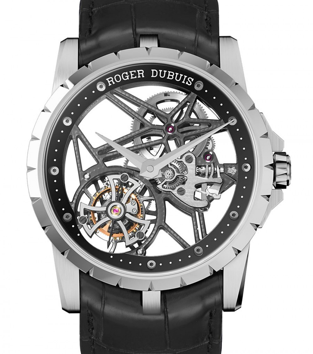 Roger Dubuis model Excalibur Tourbillon skelettiert z kolekcji Excalibur , koperta białe złoto