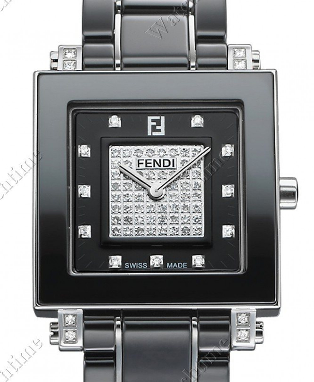 Zegarek firmy Fendi, model Ceramic Quadro Pavé