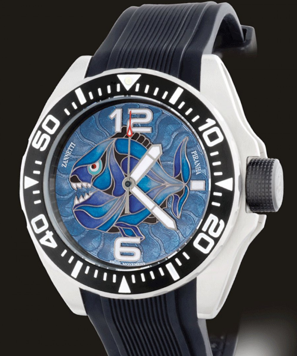 Zegarek firmy Zannetti, model Piranha Champlevé Blue
