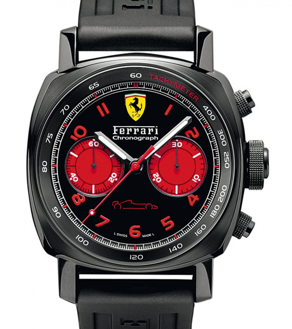 Ferrari - Engineered by Officine Panerai model Officine Panerai Ferrari Chronograph DLC z kolekcji Special Editions , nr ref. FER00038 , koperta stal nierdzewna pokryta powłoką PVD