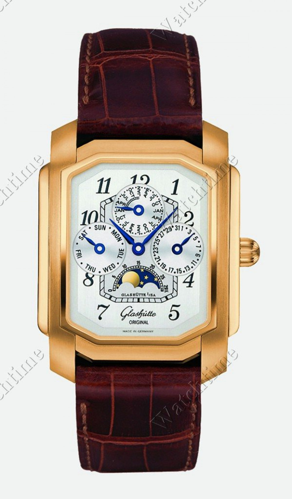 Zegarek firmy Glashütte Original, model Karree Handaufzug Ewiger Kalender