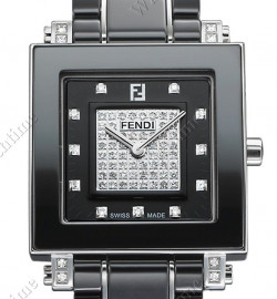 Zegarek firmy Fendi, model Ceramic Quadro Pavé